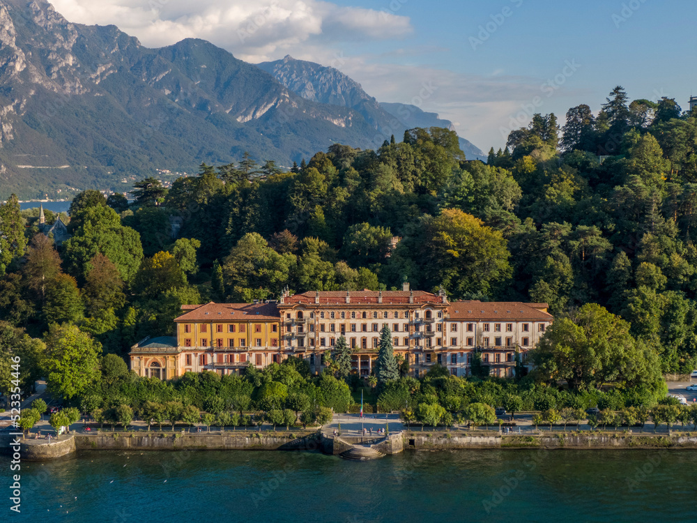 Aerial view of the abandoned hotel Gran Bretagne in Bellagio