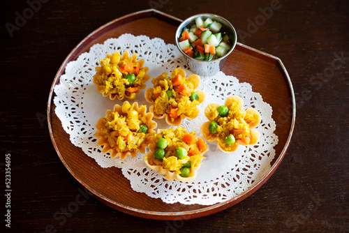 Kratong Thong, Minced Chicken and Sweet Corn in Crispy Golden Cup.