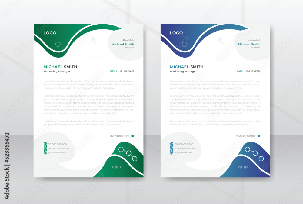 Minimalist and modern concept business style letterhead template design.