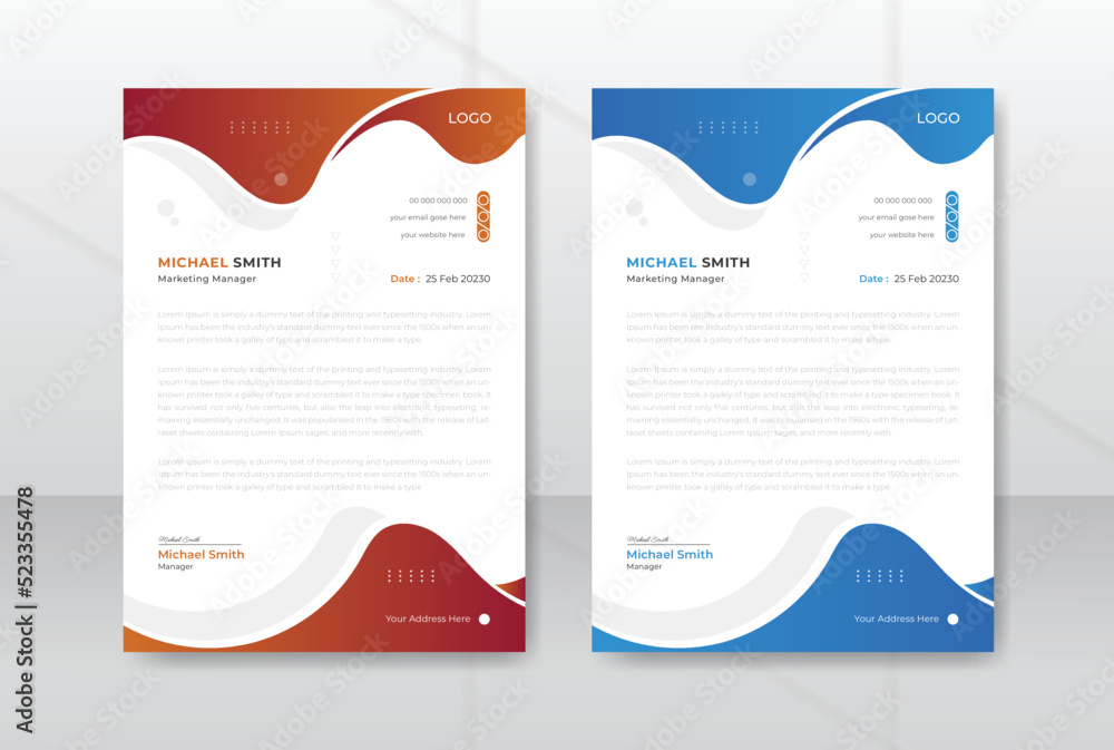 professional corporate business letterhead template design