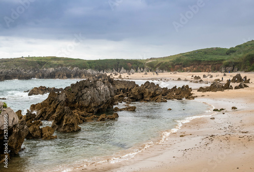 Spiky stones beach in Asturias, Spain