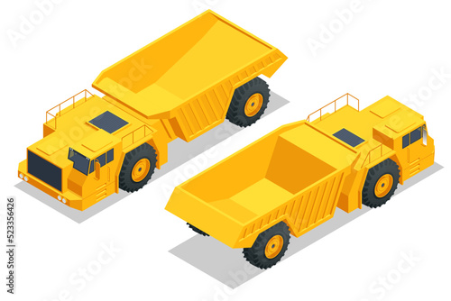 Isometric Mine dump truck, Dumper. Underground truck is a 20 metric tonne underground truck for small to medium-scale underground operations and development work. Trucks for haul, dump and excavation
