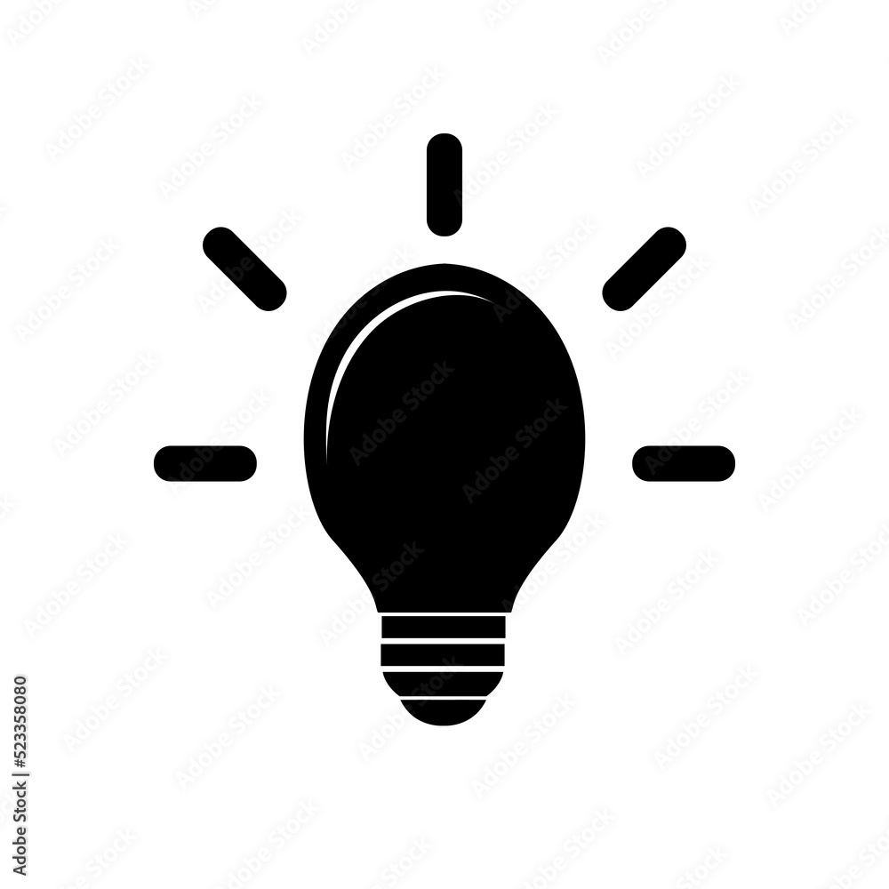 Light bulb icon isolated on white background. Symbol of creativity, creative idea, mind, thinking Light bulb icon isolated on white background. Symbol of creativity, creative idea, mind, thinking