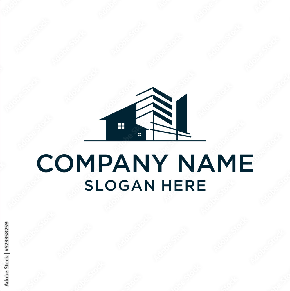 Real estate building logo and business card set inspiration