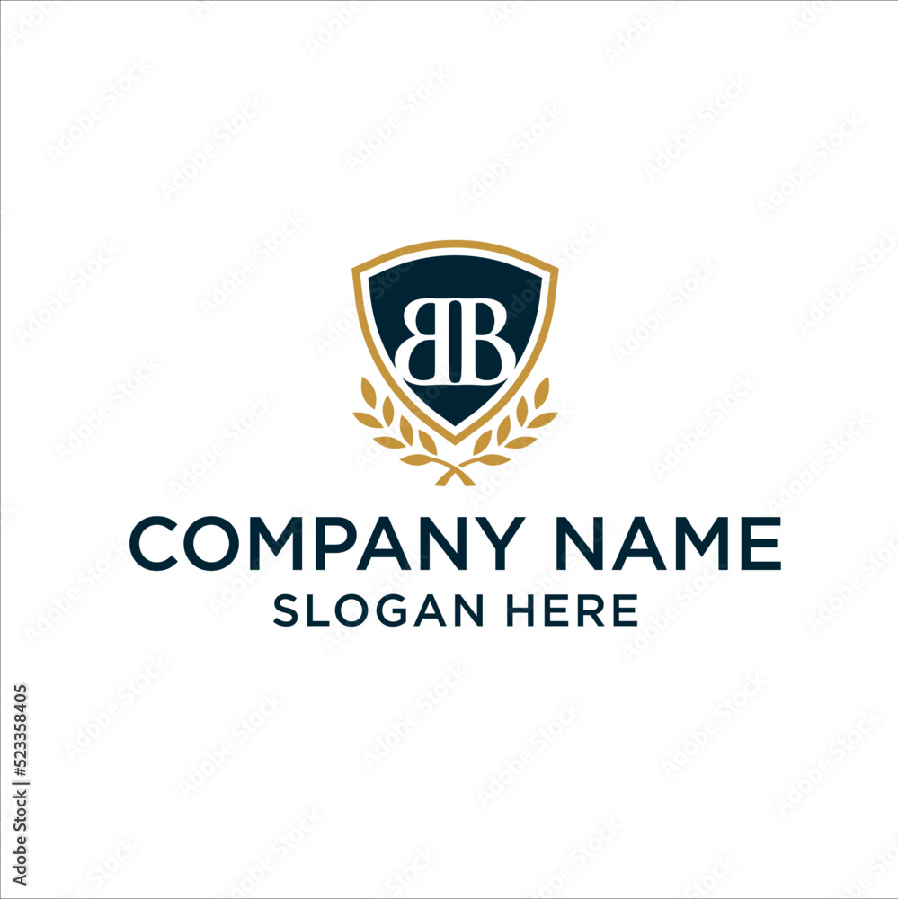 initials logo design B and B Shield surrounded wreath of wheat initials logo design B and B Shield surrounded wreath of wheat