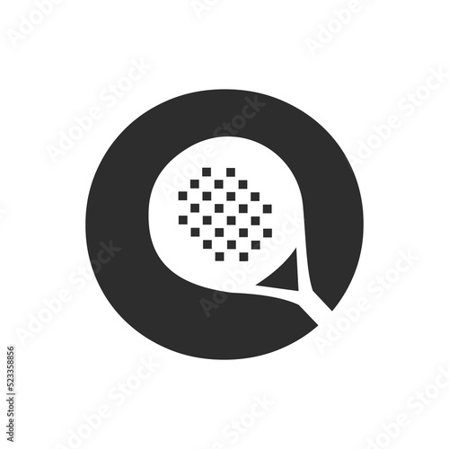 Letter O Padel Racket Logo Design Vector Template. Beach Table Tennis Club Symbol