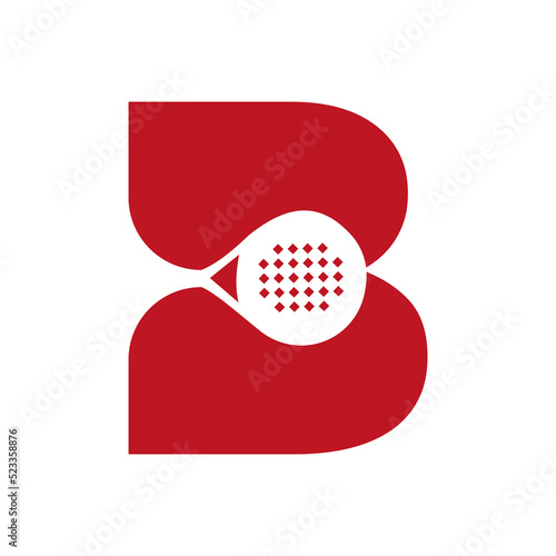 Letter B Padel Racket Logo Design Vector Template. Beach Table Tennis Club Symbol