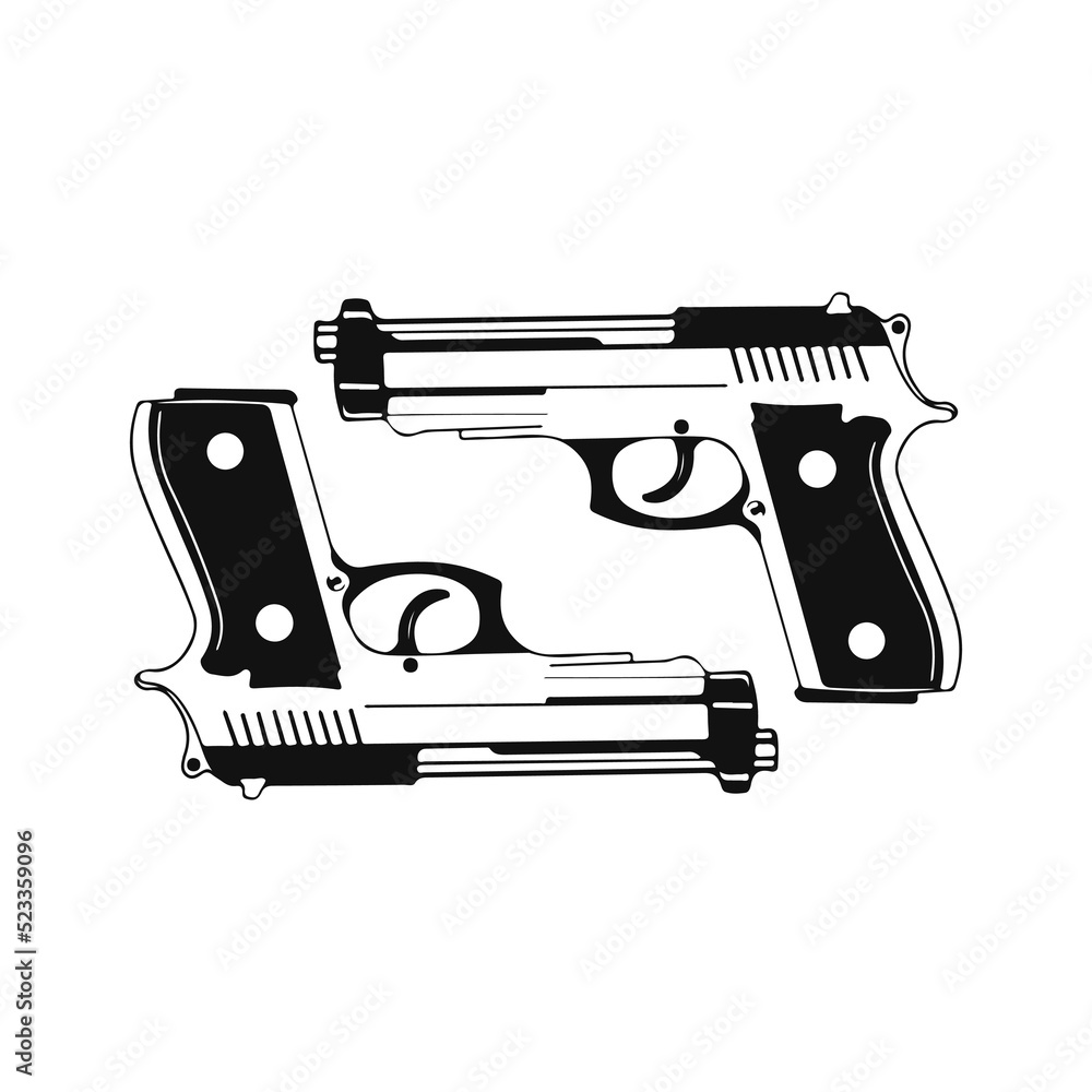 vector illustration of two hand guns