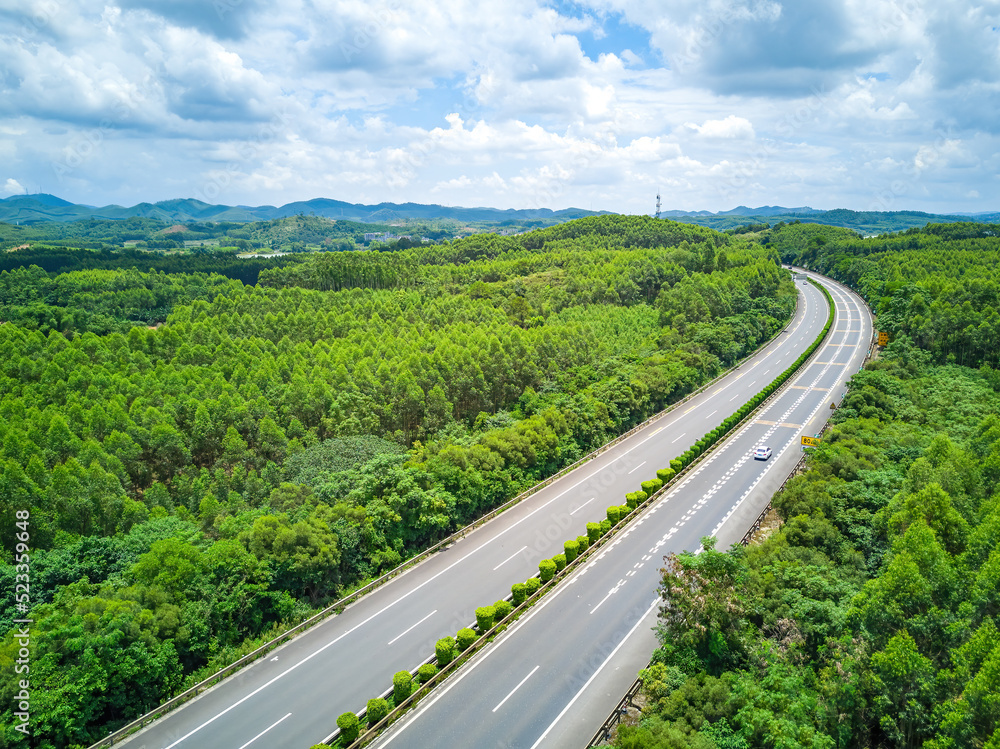 Highway in outdoor mountain forest in Guangxi, China