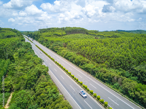 Highway in outdoor mountain forest in Guangxi, China