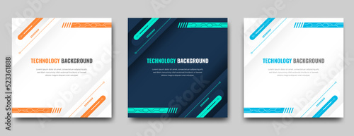 Set of colorful technology social media post template design