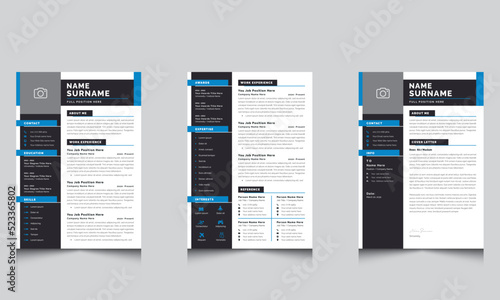 Modern Resume and Cover Letter Layout Business Vector Template for Job Applications, Resume design template, Cv professional jobs resumes