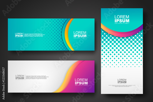 Banner set design template in trendy dynamic gradient colors