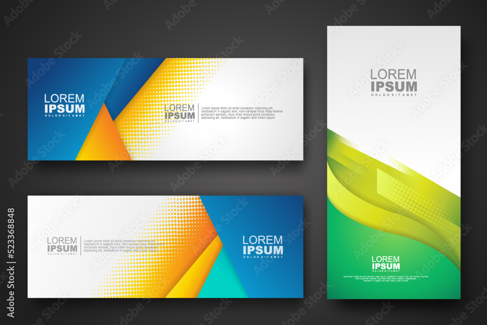 Naklejka premium Banner set design template in trendy dynamic gradient colors
