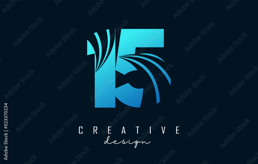 Creative number 15 logo with leading lines and road concept design. Letter with geometric design. Vector Illustration with number and creative cuts. Creative number 15 logo with leading lines and road concept design. Letter with geometric design. Vector Illustration with number and creative cuts.