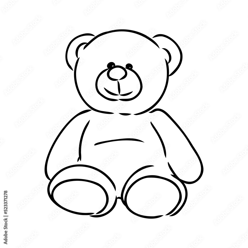 Fototapeta premium Hand drawn isolated Teddy bear. Doodle vector illustration