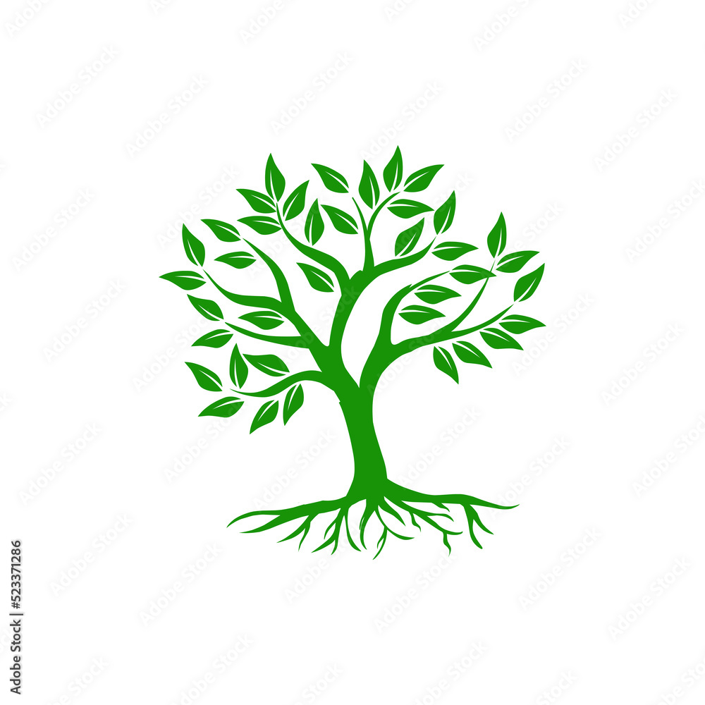 Green Tree with Roots. Vector Illustration. Green Tree with Roots. Vector Illustration.