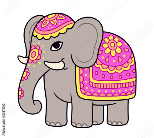 Cartoon decorated elephant drawing