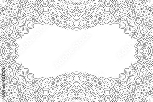 Line art for coloring book with oriental border