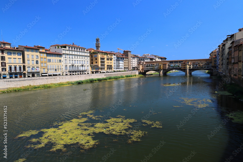 Sceanic View of Ponte Vecchio on the Arno River, Florence, Italy.