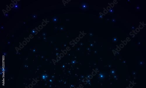 3d realistic vector icon. Blue night sky with sparkling glowing stars.