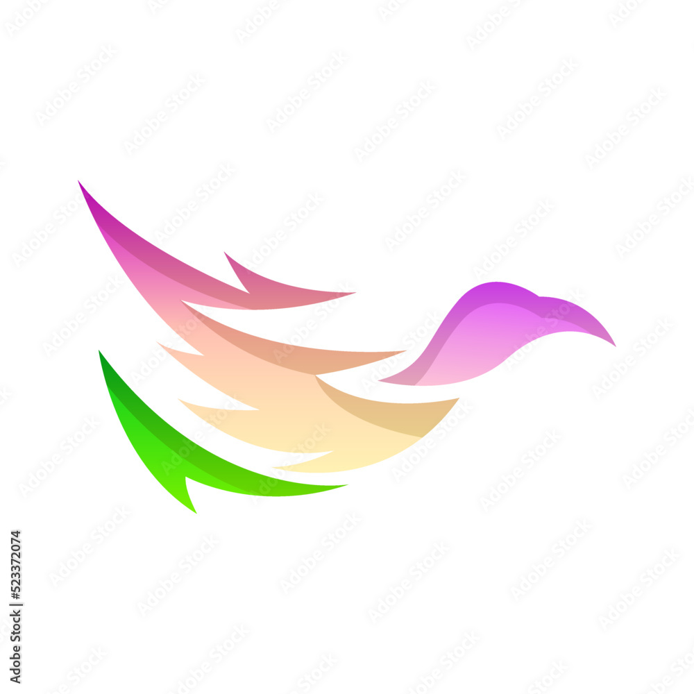 Abstract Minimatistic Gradient Bird Wings Fly Logotype Symbol Sign Symbol Vector Design Style Icon Template Concept