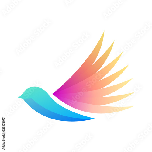 Abstract Minimatistic Gradient Bird Wings Fly Logotype Symbol Sign Symbol Vector Design Style Icon Template Concept © Дмитрий