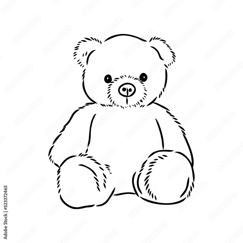 Hand drawn isolated Teddy bear. Doodle vector illustration Hand drawn isolated Teddy bear. Doodle vector illustration