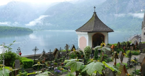 Hallstatt cemetery on an alpine lake