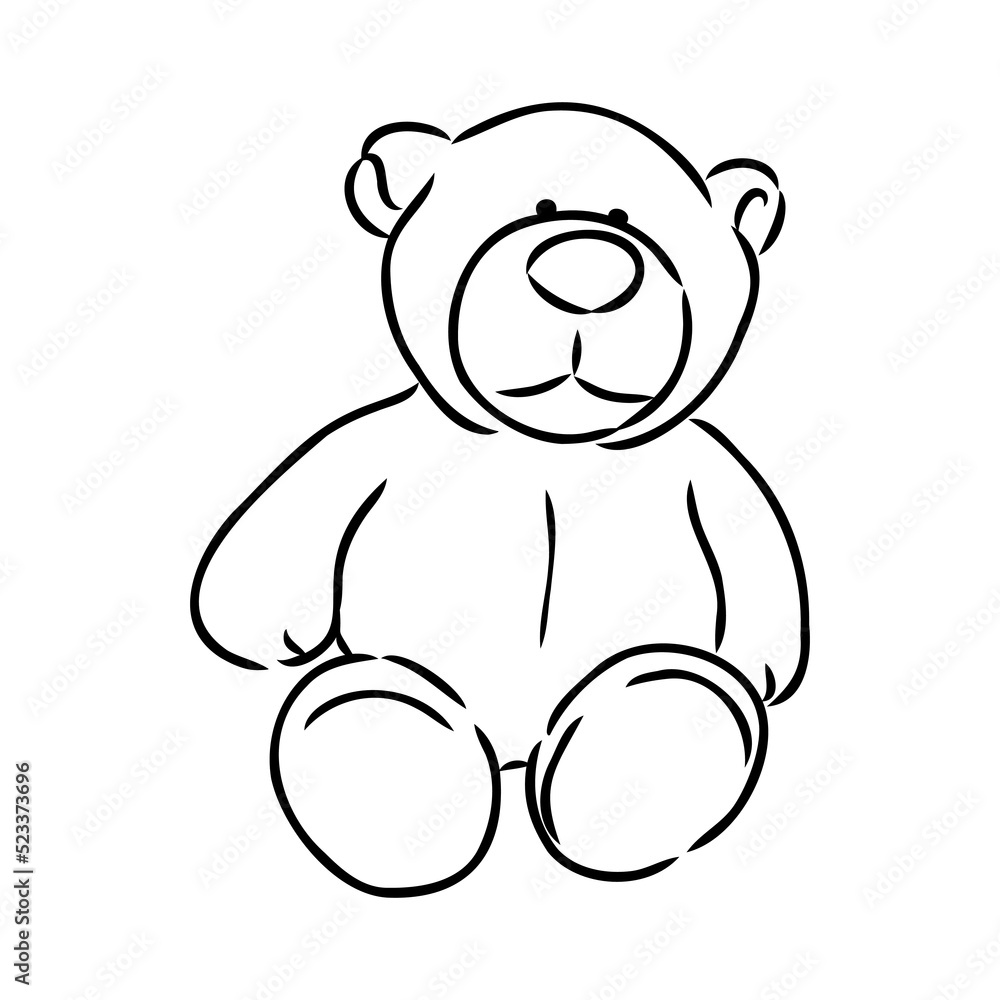 Obraz premium Hand drawn isolated Teddy bear. Doodle vector illustration