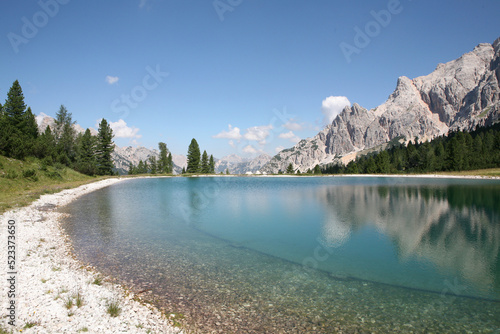 Lake in the Faloria, Dolomites Mountains, Italy photo