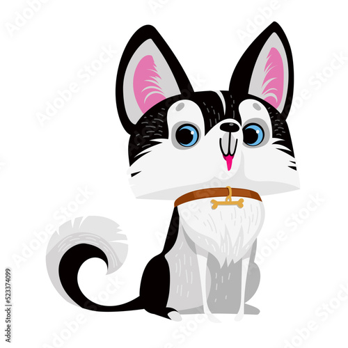 Vector cartoon cute funny dog. Breed alaskan klee kai