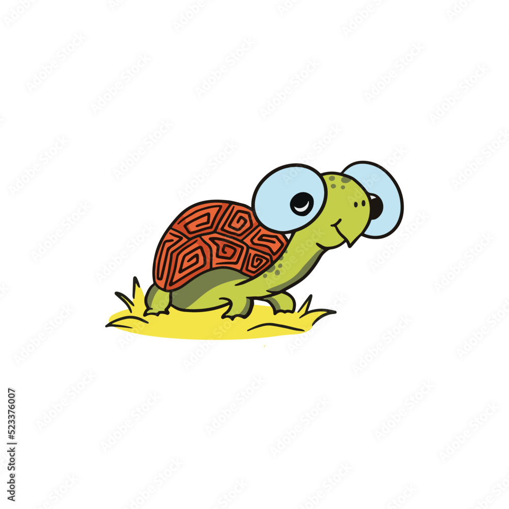 Obraz premium Cute Turtle Drawing, vector illustration 