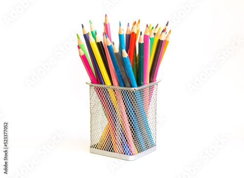 School education background with pencil or crayon isolated