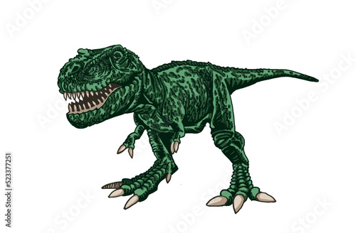 Vector illustration of green tyrannosaurus isolated on white background vector color element