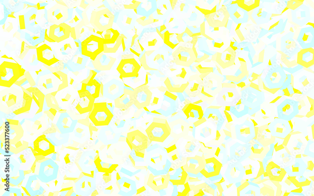 Light Blue, Yellow vector background with set of hexagons.