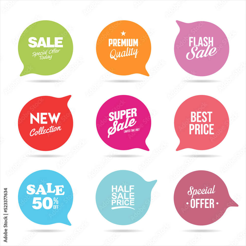 Collection of colorful super sale stickers and tags 