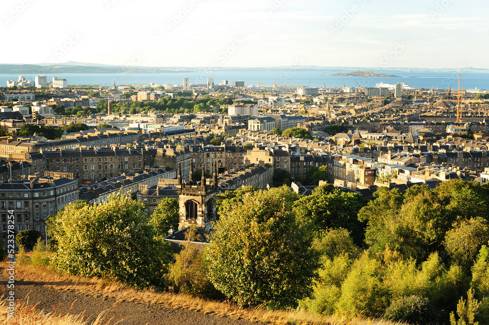 A view of the northern part of Edinburgh, with the First of Forth and Kingdom of Fife beyond
