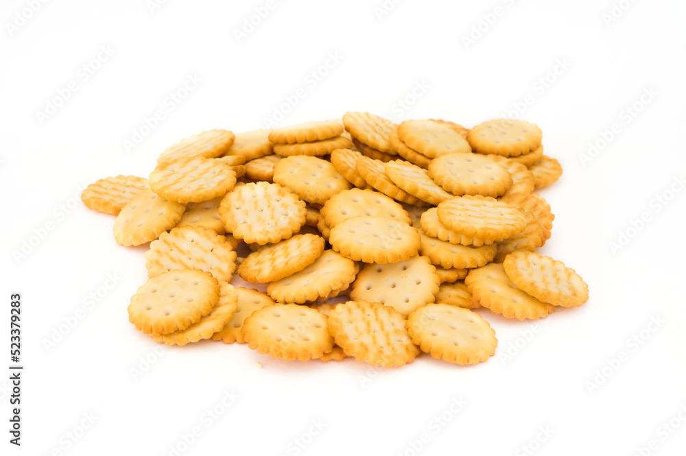 Stacked of crackers isolated on white background. Stacked of crackers isolated on white background.