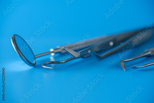 Dental drills on blue background