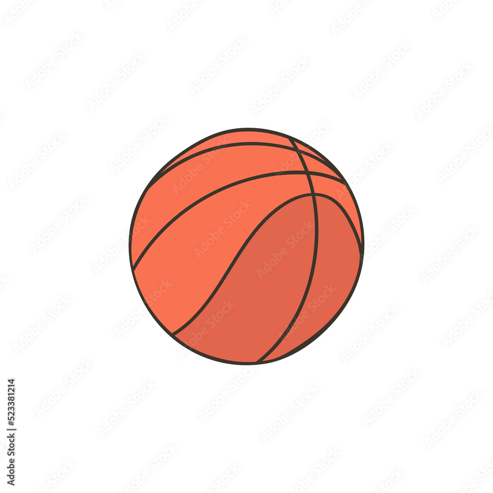 Basketball ball colorful doodle illustration in vector. Basketball ball colorful icon in vector. Basketball ball illustration