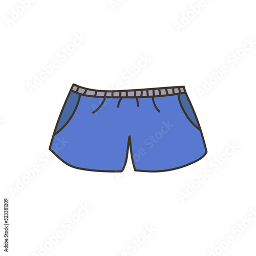 Athletic shorts colorful doodle illustration in vector. Man swimming trunks illustration in vector. Doodle beach wear in vector