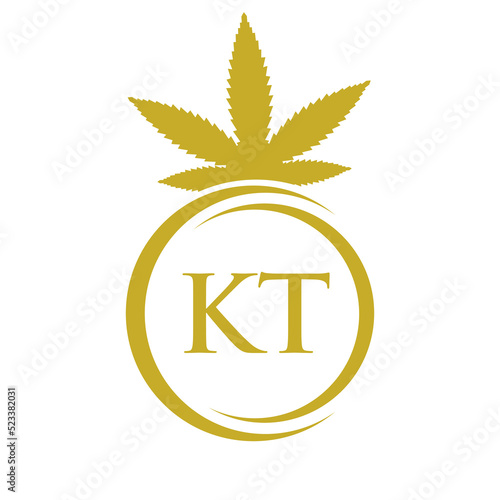 Letter KT Marijuana Logo. Cannabis Logo Sign For Therapy, Medical and Health Care