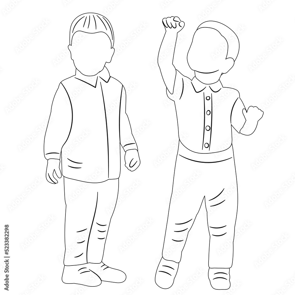 boy sketch on white background isolated, vector