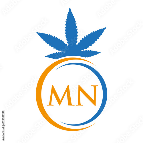 Letter MN Marijuana Logo. Cannabis Logo Sign For Therapy, Medical and Health Care