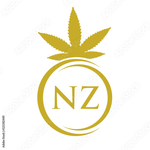 Letter NZ Marijuana Logo. Cannabis Logo Sign For Therapy, Medical and Health Care