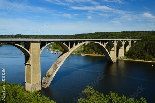 reinforced concrete road bridge Podolsky over the Orlik dam in South Bohemia photo