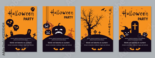Halloween night flyer, booklet, poster, coupon, invitation card vector design templates collection