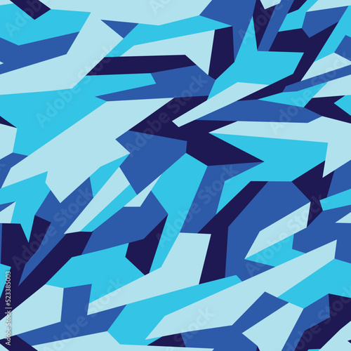 Camouflage geometric seamless pattern. Abstract modern endless military texture for fabric and fashion textile print. Vector background.
