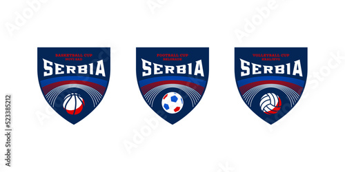 Sport championship logo. Football, volleyball, basketball cup of Serbia.